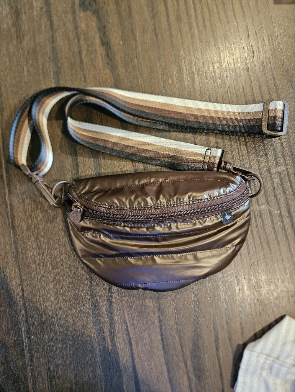 Think Royln Metallic Brown Quilted Belt Bag